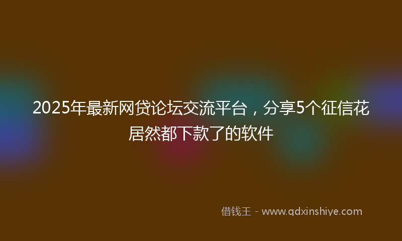 2025年最新网贷论坛交流平台，分享5个征信花居然都下款了的软件