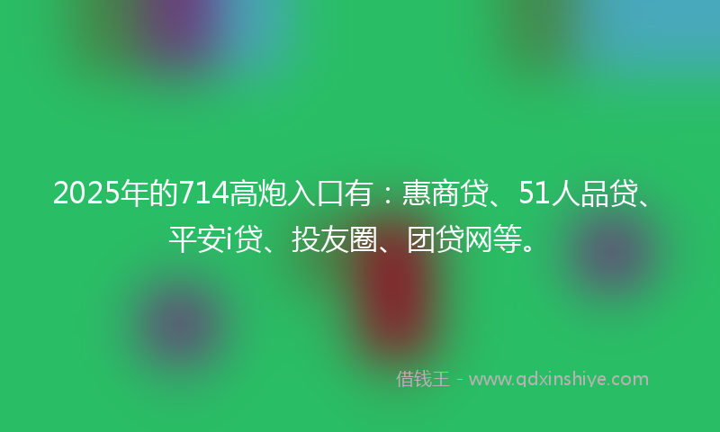 2025年的714高炮入口有：惠商贷、51人品贷、平安i贷、投友圈、团贷网等。