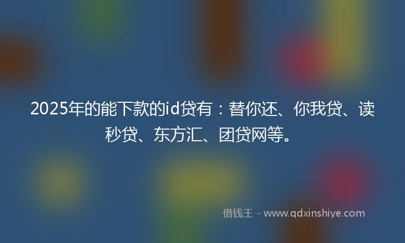 2025年的能下款的id贷有：替你还、你我贷、读秒贷、东方汇、团贷网等。