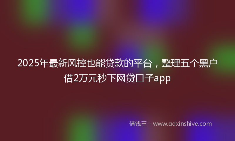 2025年最新风控也能贷款的平台，整理五个黑户借2万元秒下网贷口子app