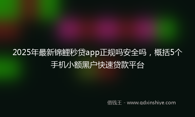 2025年最新锦鲤秒贷app正规吗安全吗,概括5个手机小额黑户快速贷款平台