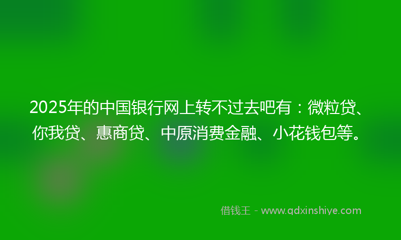 2025年的中国银行网上转不过去吧有：微粒贷、你我贷、惠商贷、中原消费金融、小花钱包等。