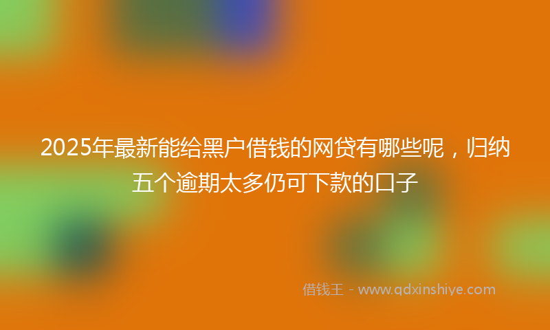 2025年最新能给黑户借钱的网贷有哪些呢，归纳五个逾期太多仍可下款的口子