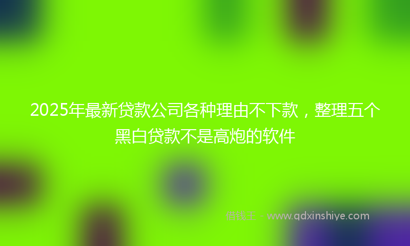 2025年最新贷款公司各种理由不下款，整理五个黑白贷款不是高炮的软件
