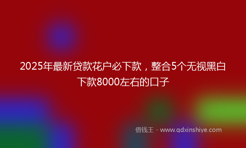 2025年最新贷款花户必下款，整合5个无视黑白下款8000左右的口子