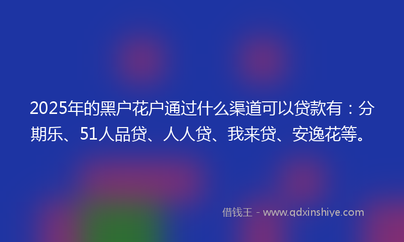 2025年的黑户花户通过什么渠道可以贷款有：分期乐、51人品贷、人人贷、我来贷、安逸花等。