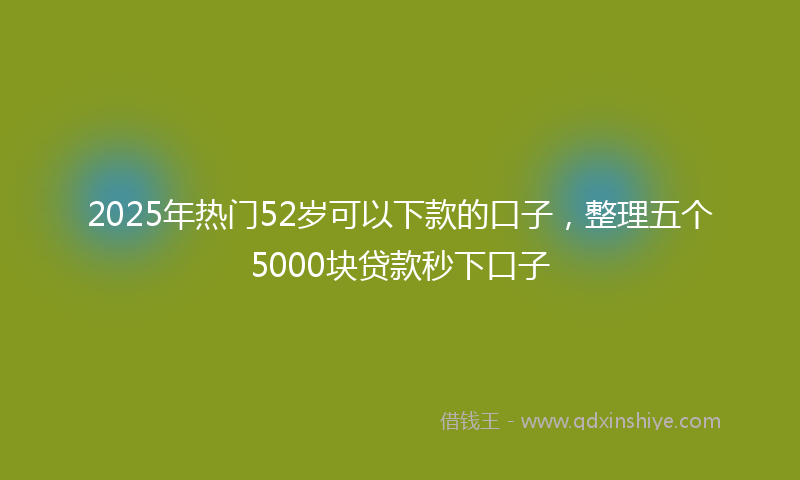 2025年热门52岁可以下款的口子，整理五个5000块贷款秒下口子