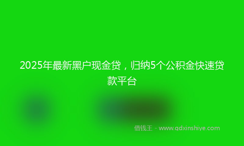 2025年最新黑户现金贷，归纳5个公积金快速贷款平台