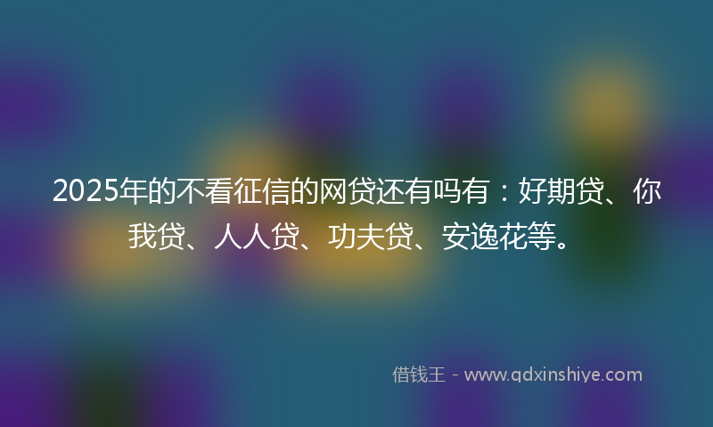 2025年的不看征信的网贷还有吗有：好期贷、你我贷、人人贷、功夫贷、安逸花等。