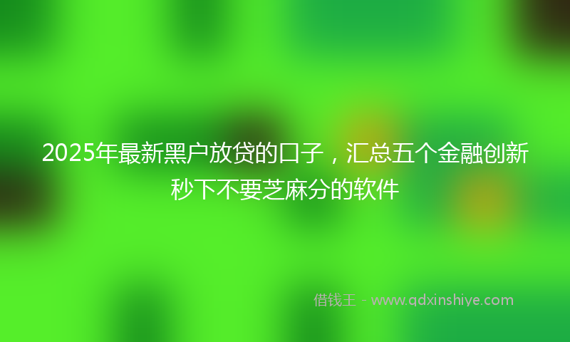 2025年最新黑户放贷的口子，汇总五个金融创新秒下不要芝麻分的软件