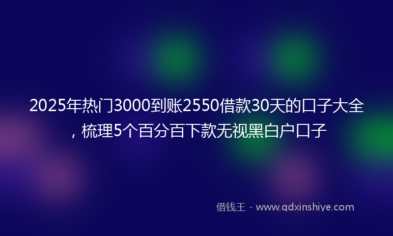 2025年热门3000到账2550借款30天的口子大全，梳理5个百分百下款无视黑白户口子