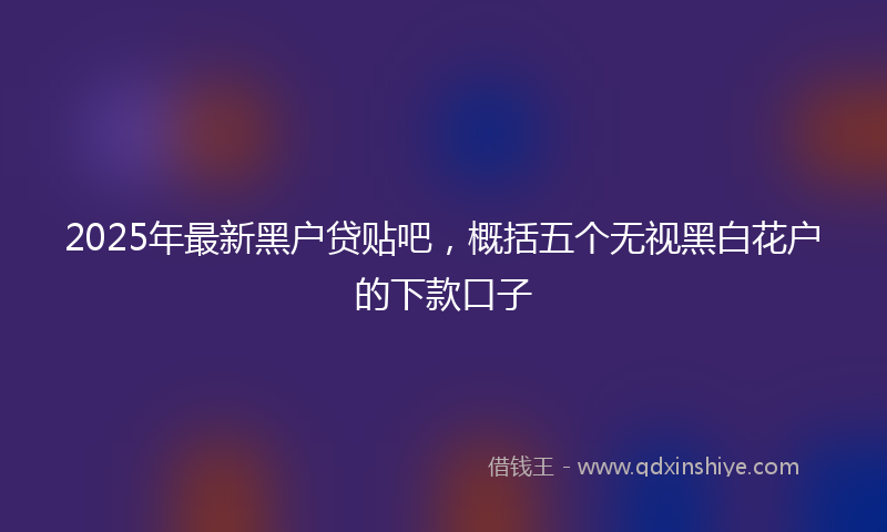 2025年最新黑户贷贴吧，概括五个无视黑白花户的下款口子