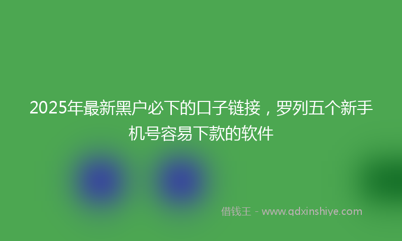 2025年最新黑户必下的口子链接，罗列五个新手机号容易下款的软件