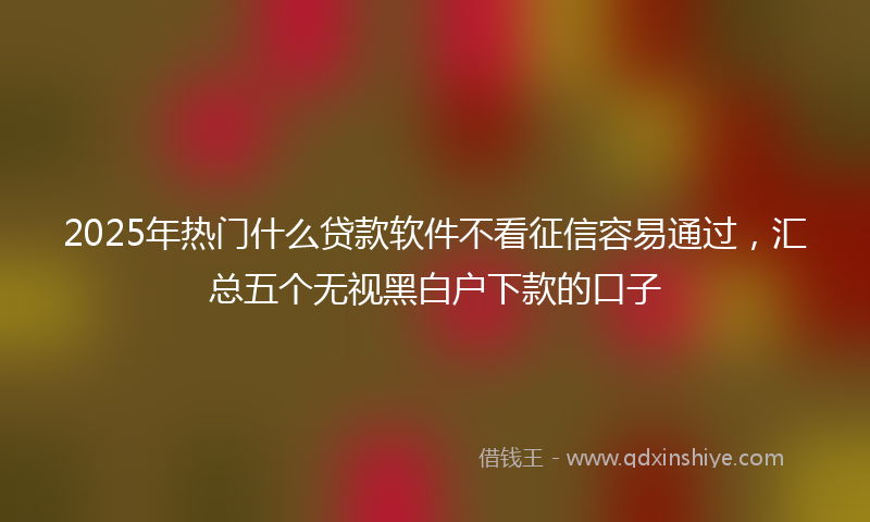 2025年热门什么贷款软件不看征信容易通过，汇总五个无视黑白户下款的口子