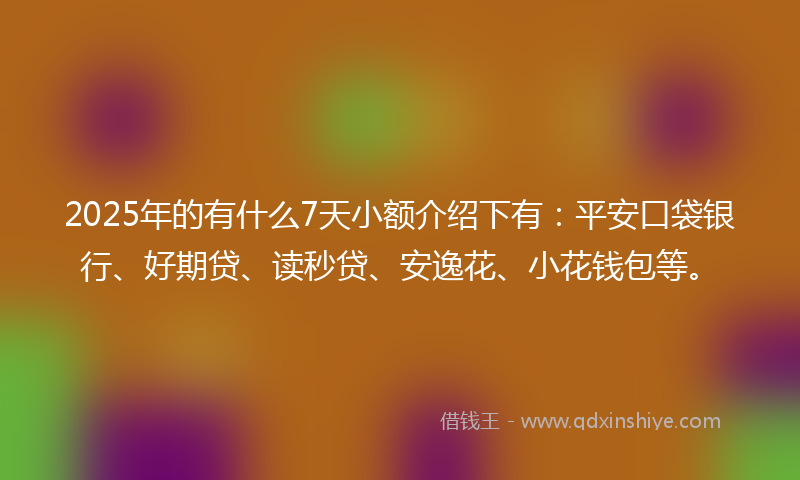 2025年的有什么7天小额介绍下有：平安口袋银行、好期贷、读秒贷、安逸花、小花钱包等。