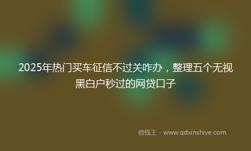 2025年热门买车征信不过关咋办，整理五个无视黑白户秒过的网贷口子