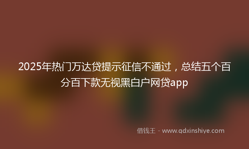 2025年热门万达贷提示征信不通过，总结五个百分百下款无视黑白户网贷app