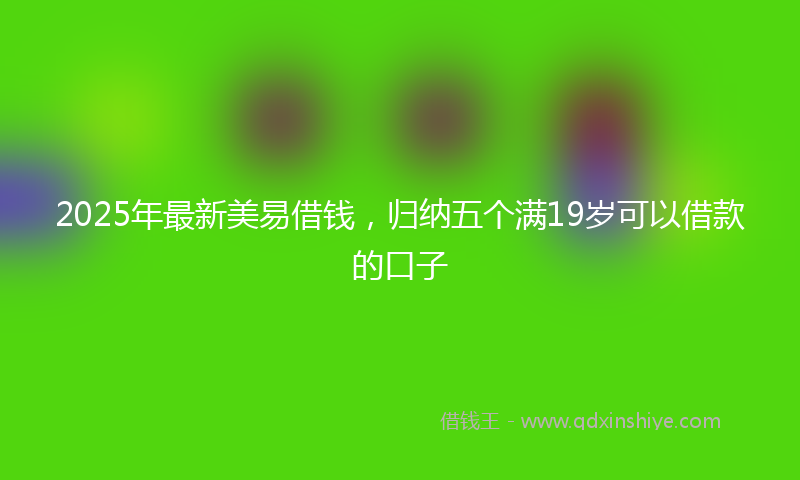 2025年最新美易借钱，归纳五个满19岁可以借款的口子