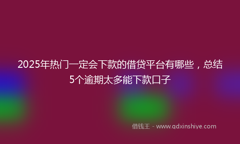 2025年热门一定会下款的借贷平台有哪些，总结5个逾期太多能下款口子