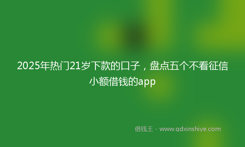 2025年热门21岁下款的口子，盘点五个不看征信小额借钱的app