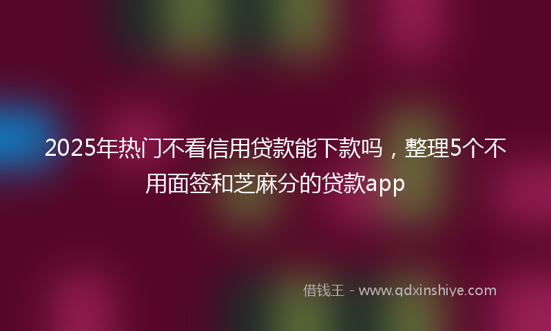2025年热门不看信用贷款能下款吗，整理5个不用面签和芝麻分的贷款app