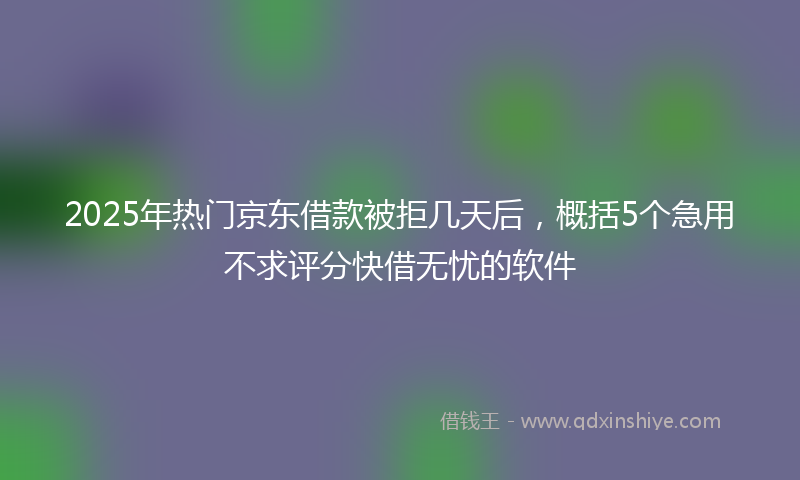 2025年热门京东借款被拒几天后，概括5个急用不求评分快借无忧的软件