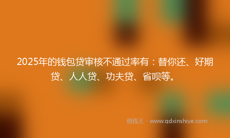 2025年的钱包贷审核不通过率有：替你还、好期贷、人人贷、功夫贷、省呗等。
