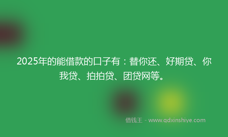 2025年的能借款的口子有：替你还、好期贷、你我贷、拍拍贷、团贷网等。