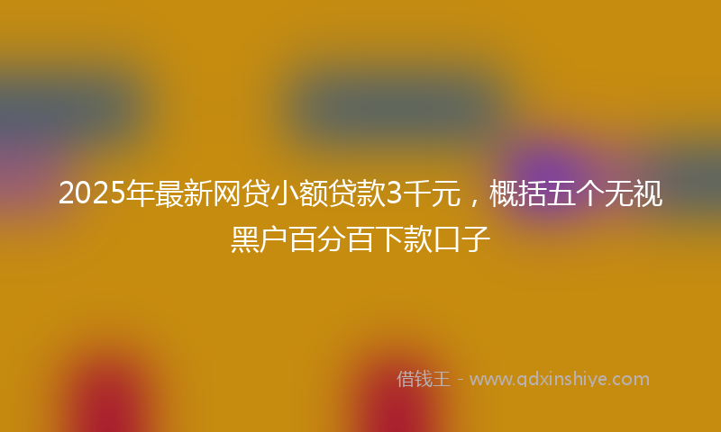 2025年最新网贷小额贷款3千元，概括五个无视黑户百分百下款口子