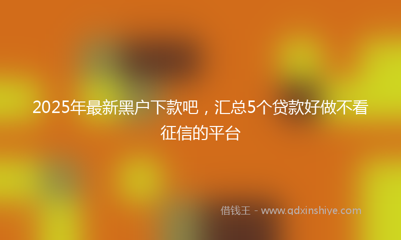 2025年最新黑户下款吧，汇总5个贷款好做不看征信的平台