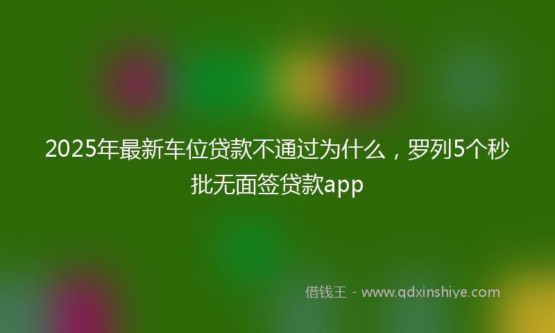 2025年最新车位贷款不通过为什么，罗列5个秒批无面签贷款app