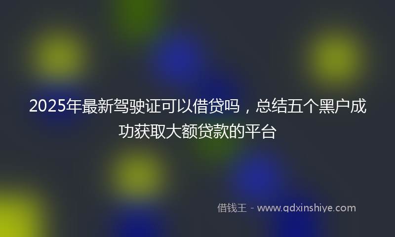 2025年最新驾驶证可以借贷吗，总结五个黑户成功获取大额贷款的平台