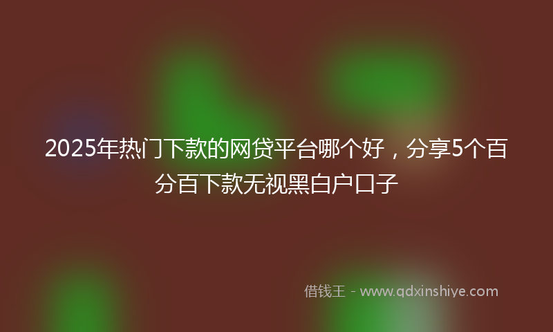 2025年热门下款的网贷平台哪个好，分享5个百分百下款无视黑白户口子