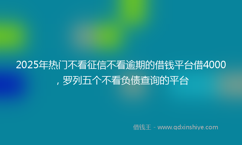 2025年热门不看征信不看逾期的借钱平台借4000，罗列五个不看负债查询的平台