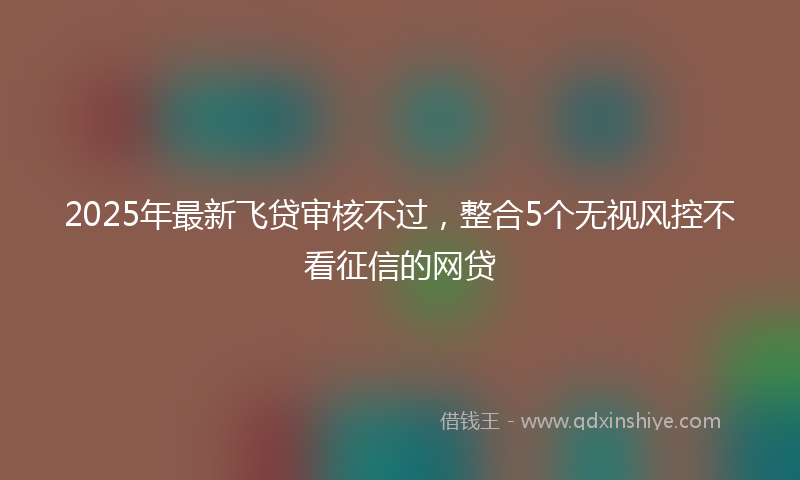 2025年最新飞贷审核不过，整合5个无视风控不看征信的网贷