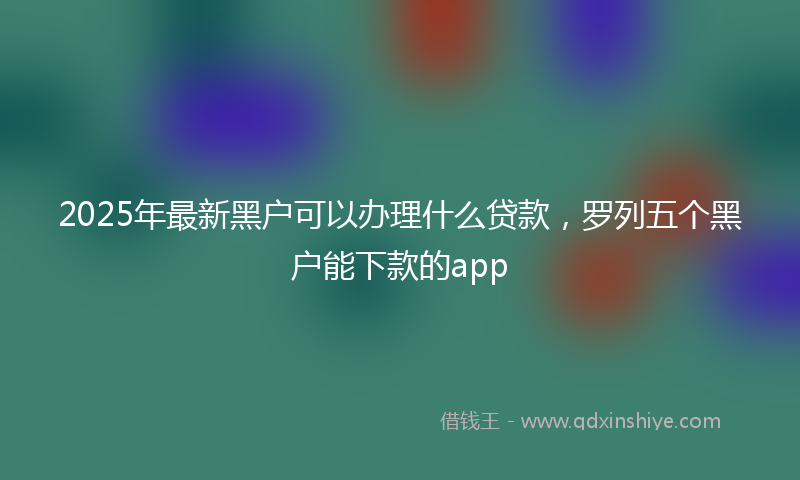 2025年最新黑户可以办理什么贷款，罗列五个黑户能下款的app