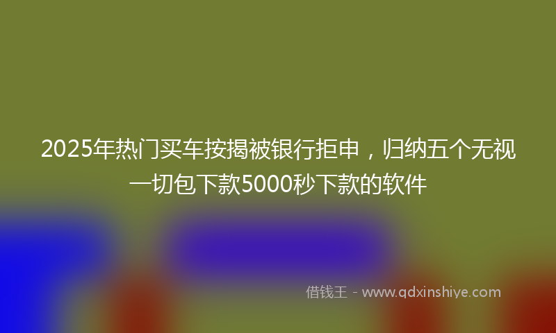 2025年热门买车按揭被银行拒申，归纳五个无视一切包下款5000秒下款的软件