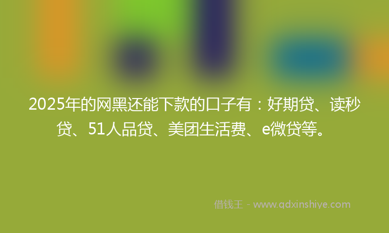 2025年的网黑还能下款的口子有：好期贷、读秒贷、51人品贷、美团生活费、e微贷等。