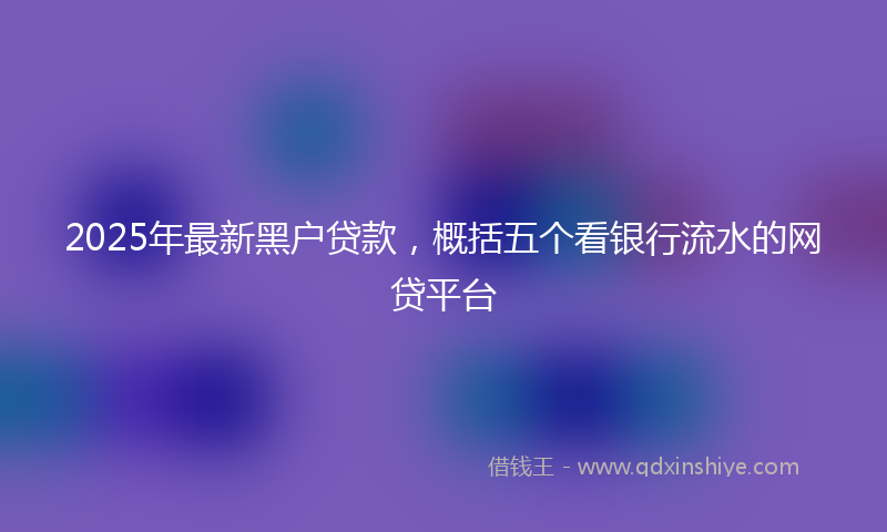 2025年最新黑户贷款，概括五个看银行流水的网贷平台