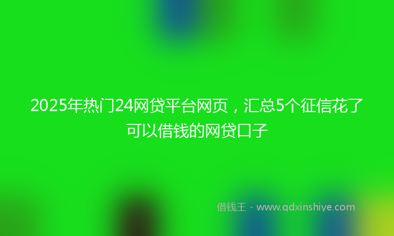2025年热门24网贷平台网页，汇总5个征信花了可以借钱的网贷口子