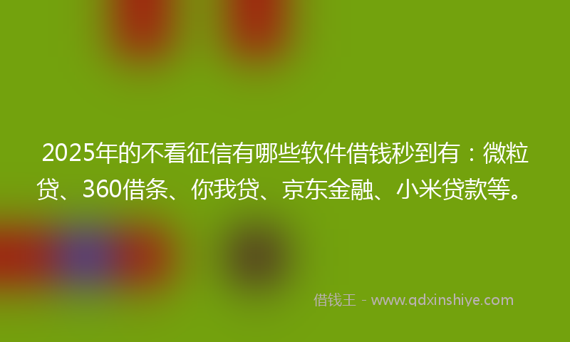 2025年的不看征信有哪些软件借钱秒到有：微粒贷、360借条、你我贷、京东金融、小米贷款等。