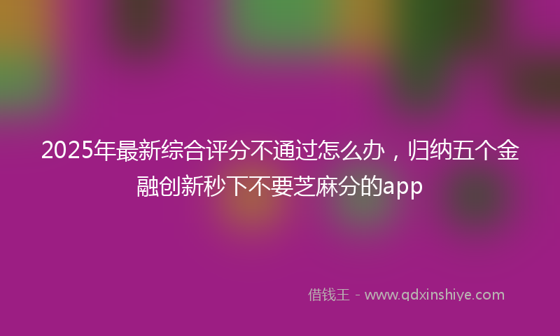 2025年最新综合评分不通过怎么办，归纳五个金融创新秒下不要芝麻分的app