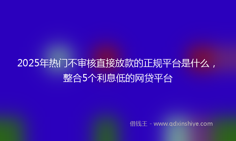 2025年热门不审核直接放款的正规平台是什么，整合5个利息低的网贷平台