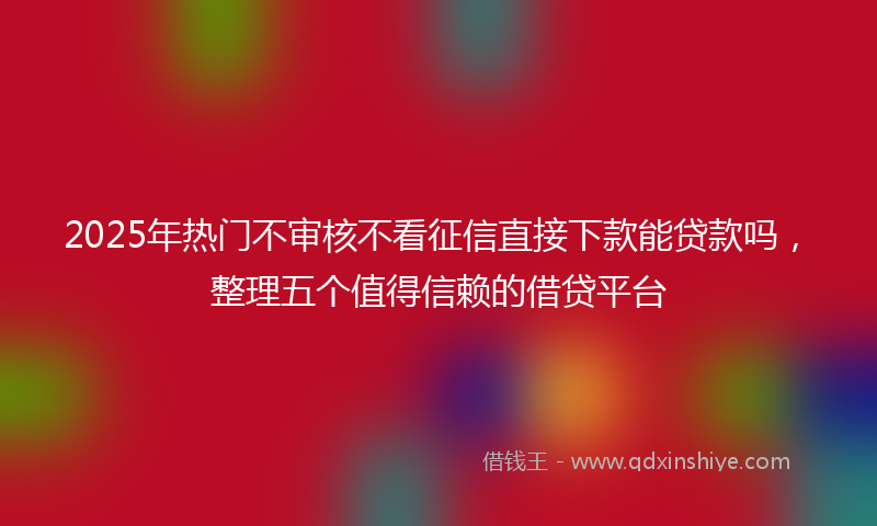 2025年热门不审核不看征信直接下款能贷款吗，整理五个值得信赖的借贷平台
