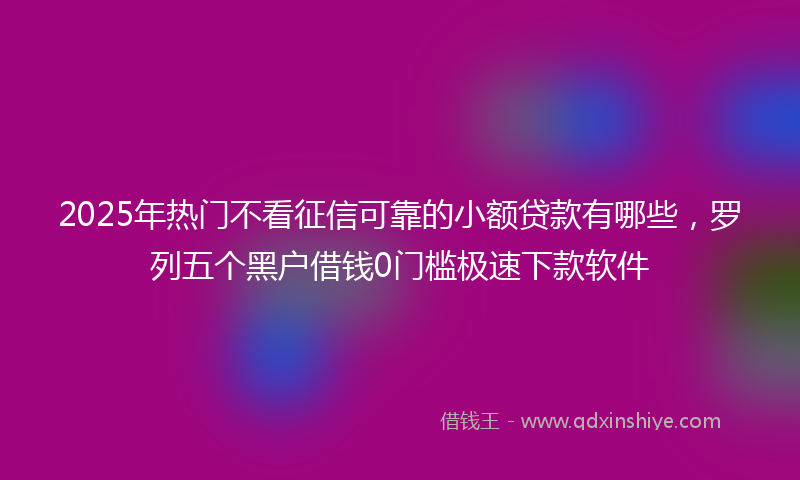 2025年热门不看征信可靠的小额贷款有哪些，罗列五个黑户借钱0门槛极速下款软件