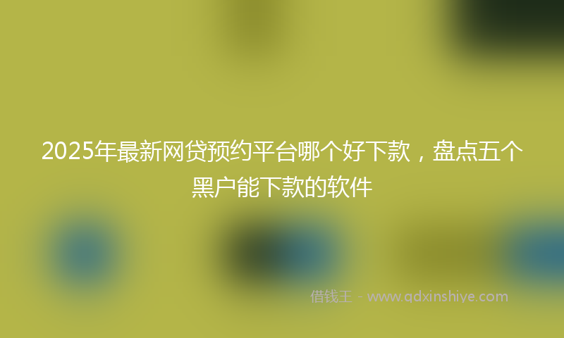 2025年最新网贷预约平台哪个好下款，盘点五个黑户能下款的软件