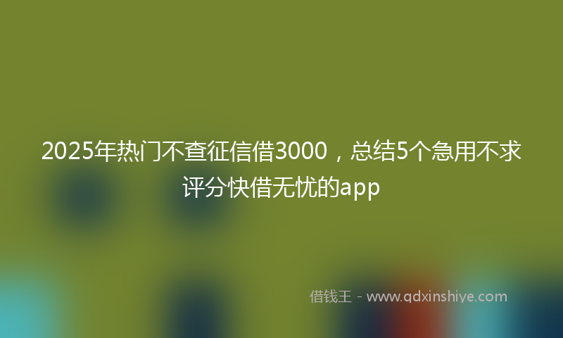 2025年热门不查征信借3000，总结5个急用不求评分快借无忧的app