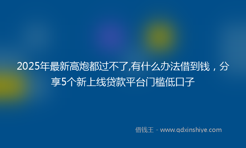 2025年最新高炮都过不了,有什么办法借到钱，分享5个新上线贷款平台门槛低口子