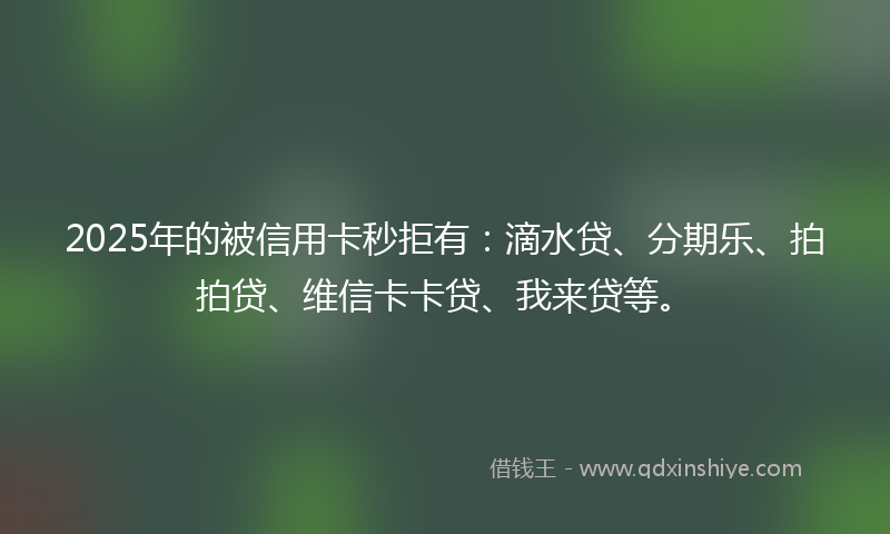 2025年的被信用卡秒拒有：滴水贷、分期乐、拍拍贷、维信卡卡贷、我来贷等。