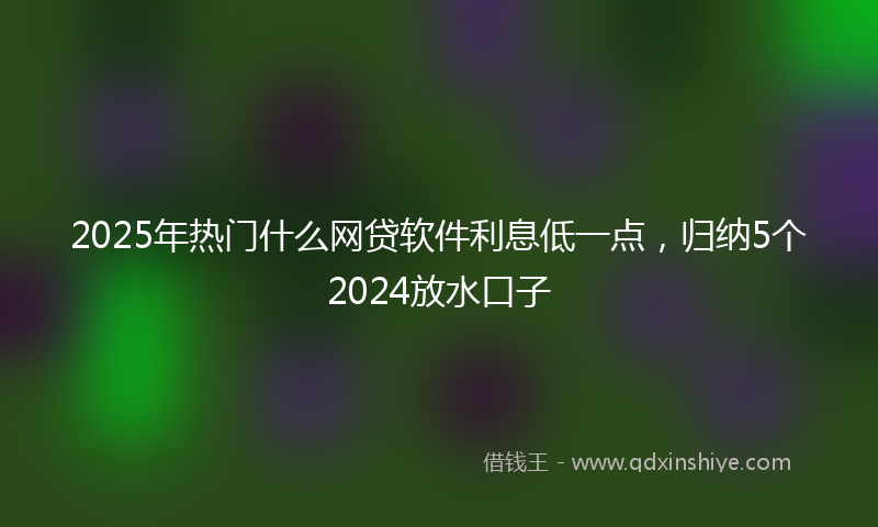 2025年热门什么网贷软件利息低一点，归纳5个2024放水口子